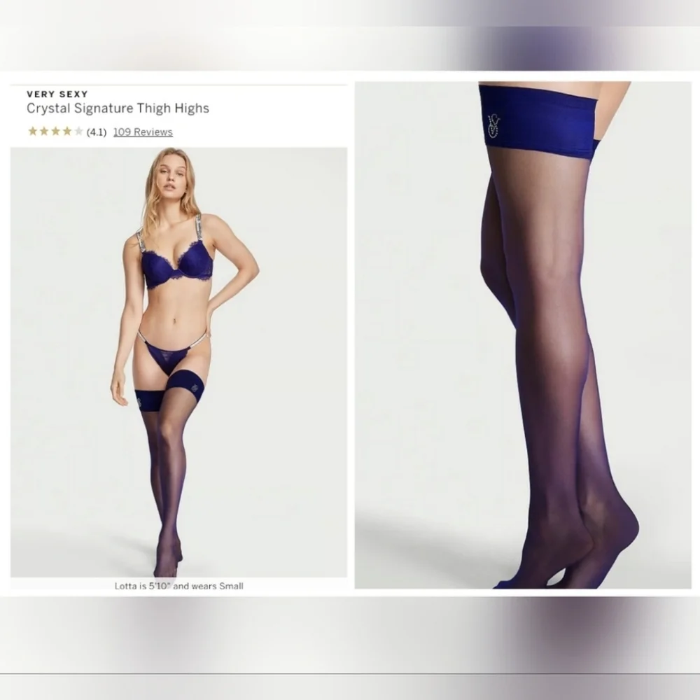 Victoria's Secret Blue Thigh Highs - Picture 2 of 12